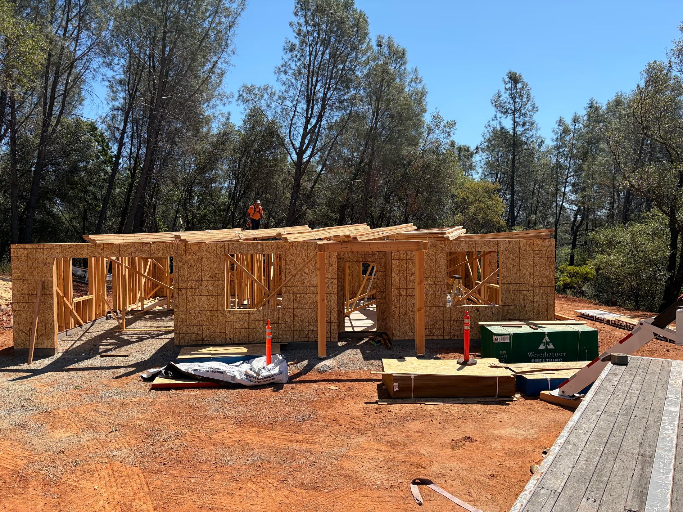 Walls framed and ready for the roof truss set