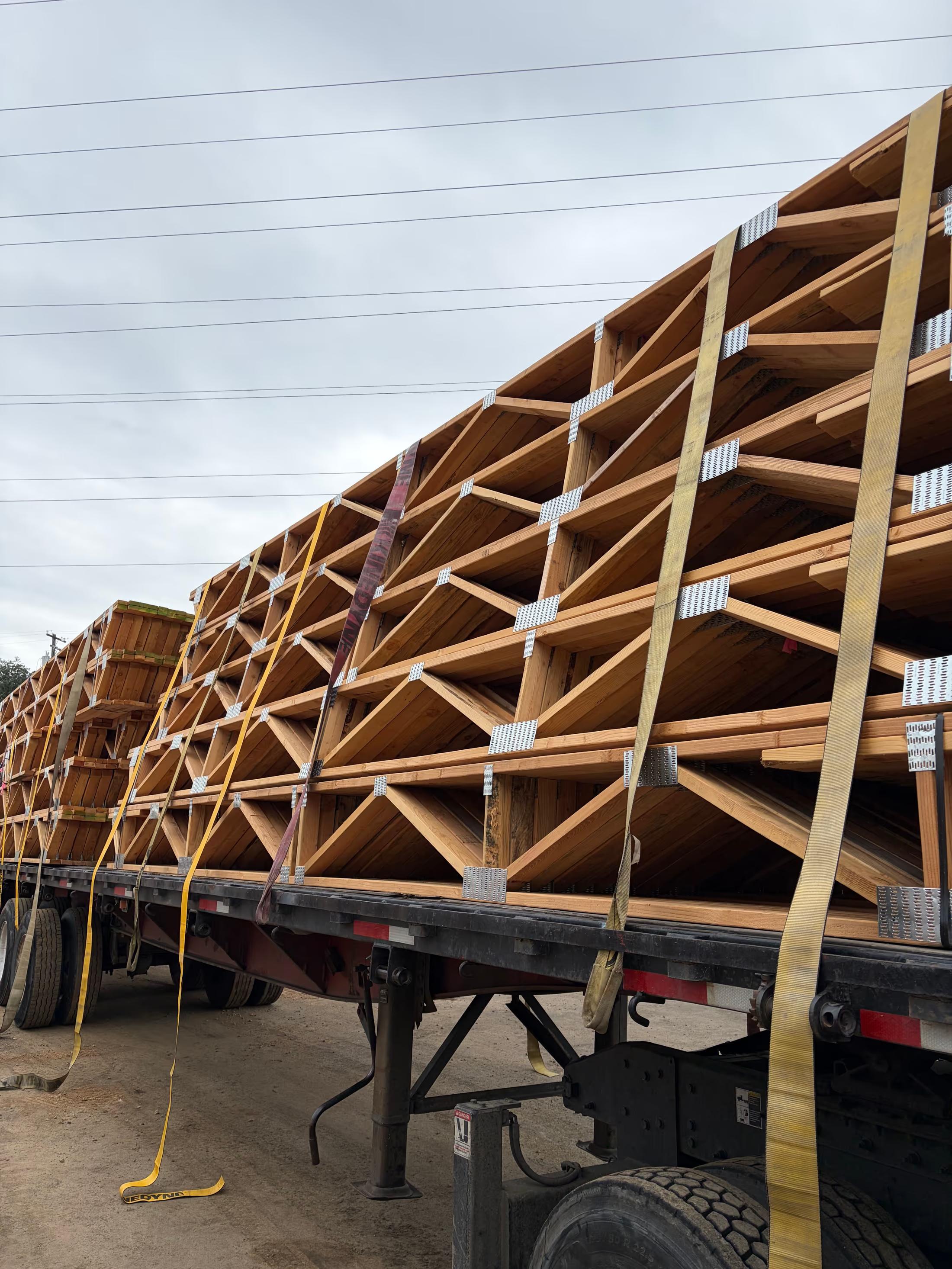 Floor trusses staged for the set