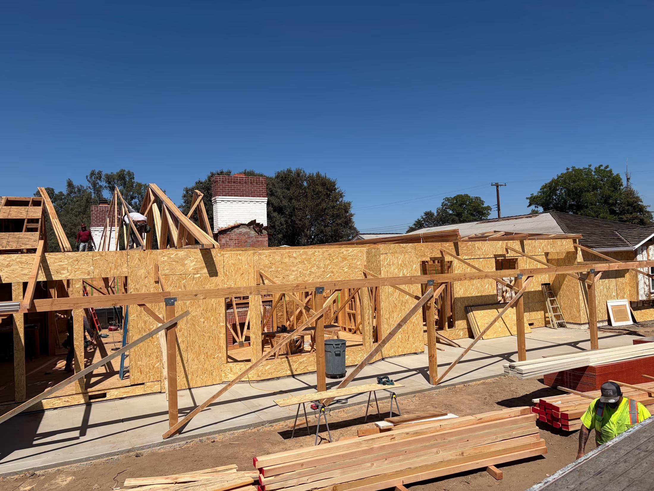 New walls up between the existing wings