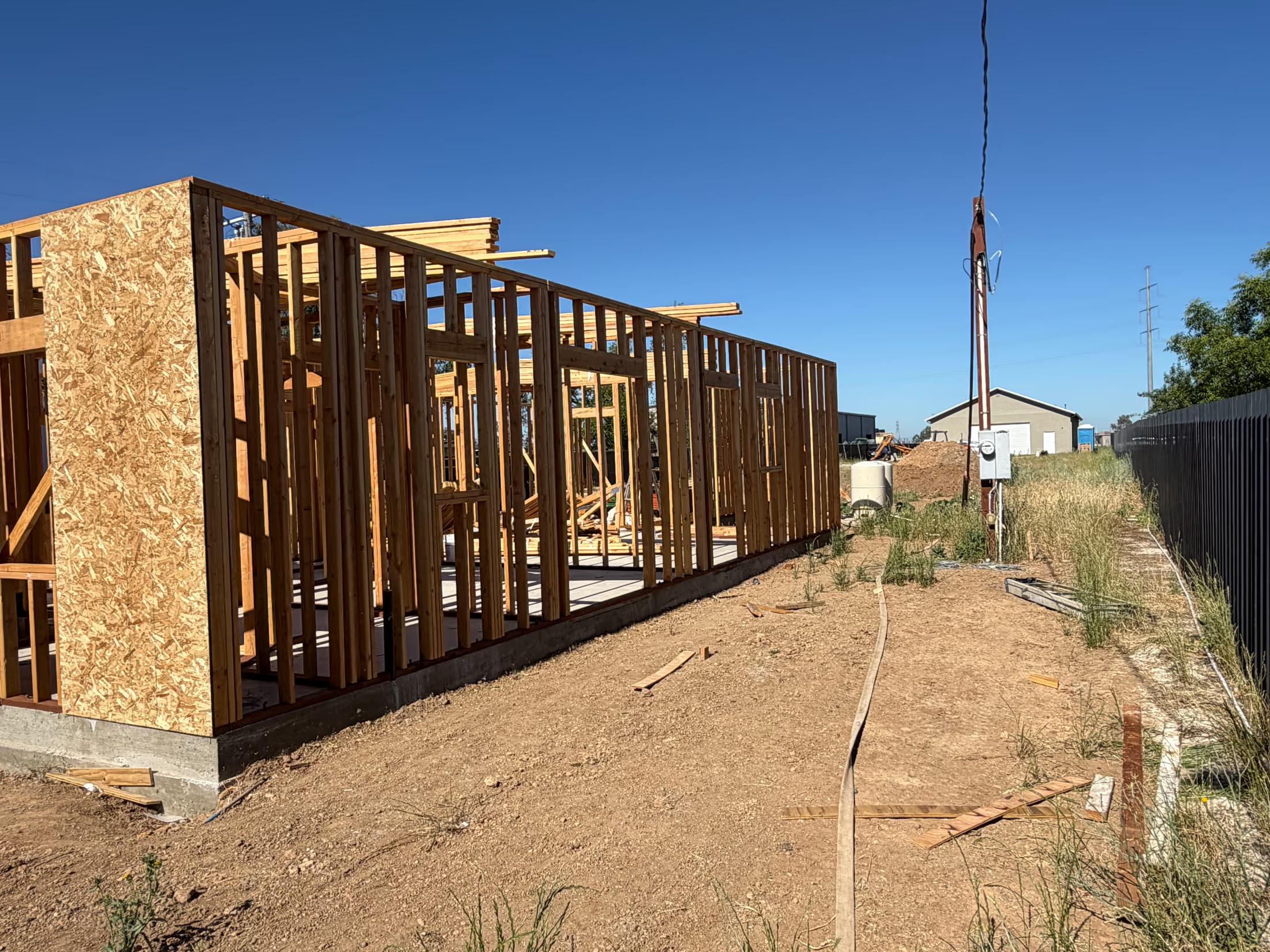 Framed walls ready for the roof set