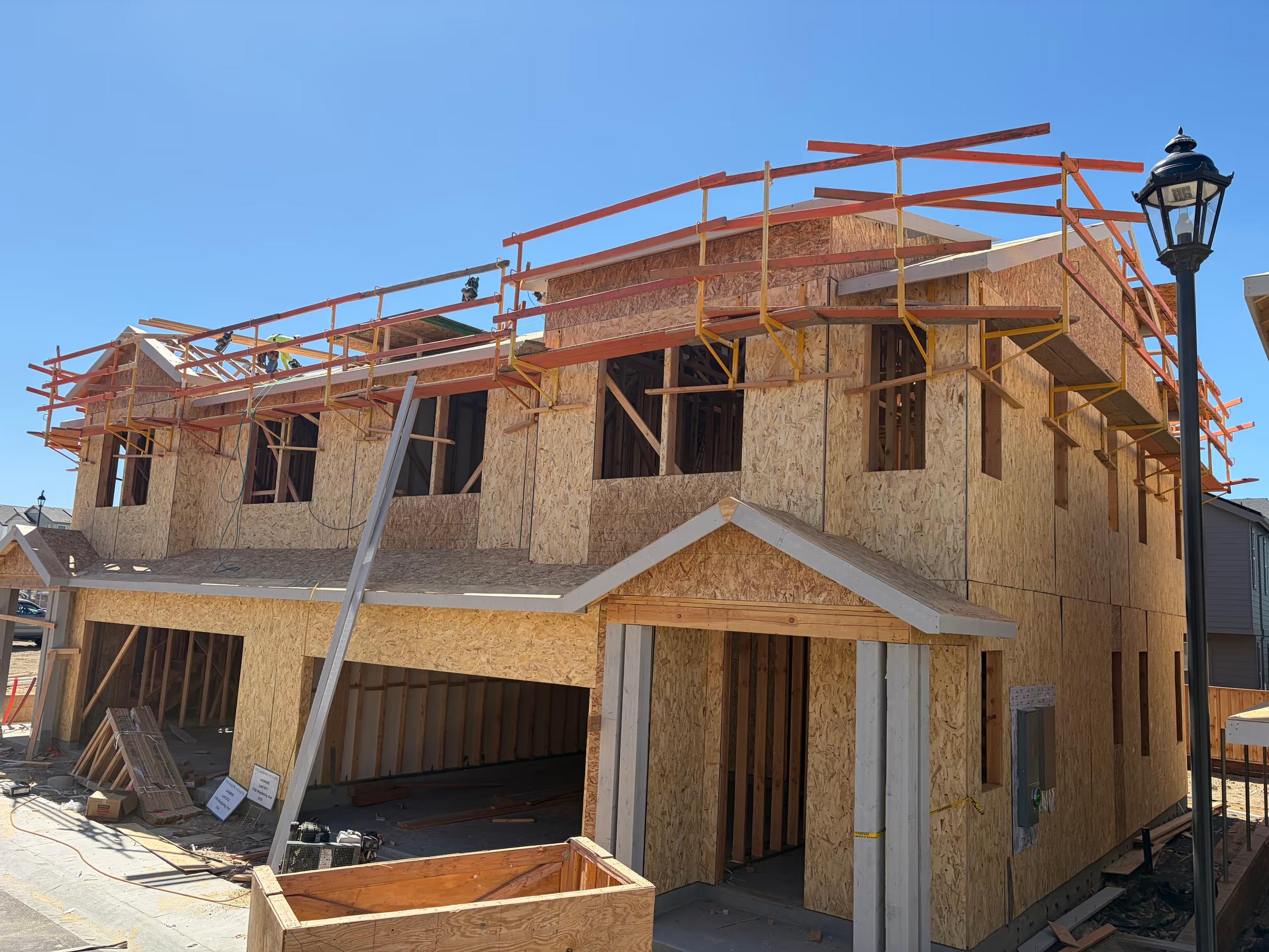 Duet building framed and ready for trusses
