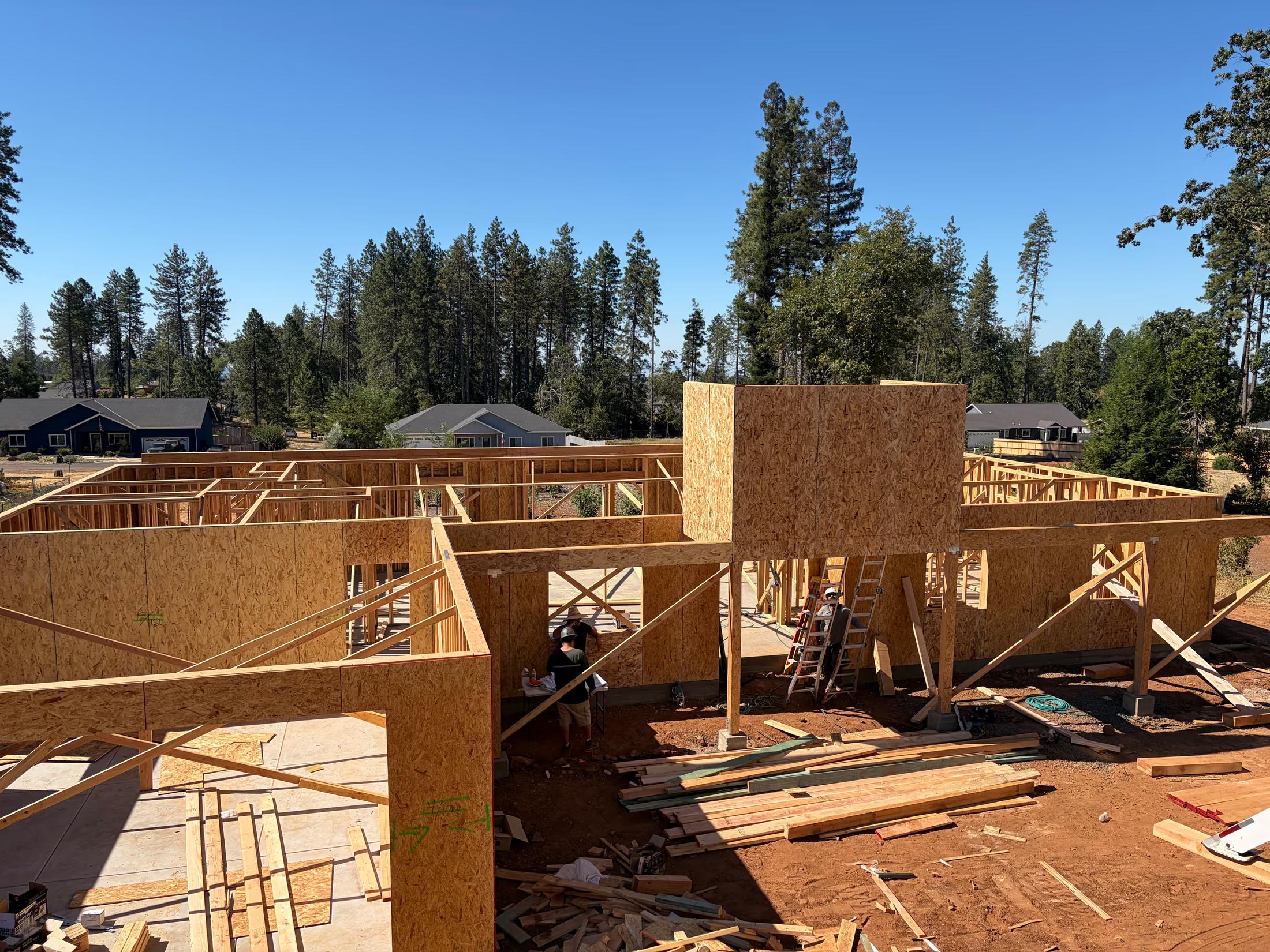 Walls framed and ready for trusses