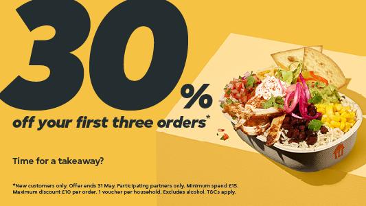 Order Food Near You In Newcastle and get 30%* off your first three orders in the app