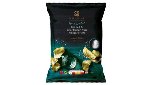 Co-op Irresistible Hand Cooked Sea Salt and Chardonnay Wine Vinegar Crisps 150g