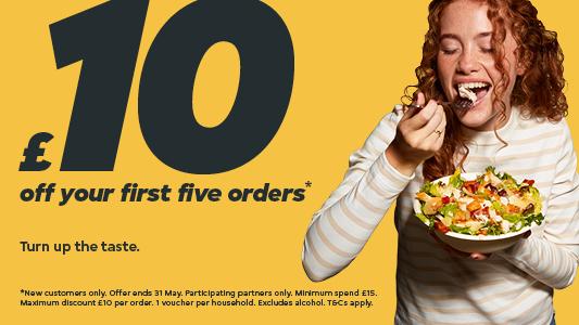 Order Food Near You In Sheffield and get £10* off your first five orders in the app