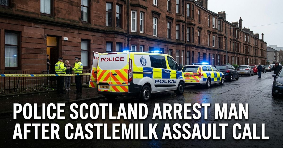 Police Scotland arrested a 42-year-old man following a report of an assault on Blaeloch Drive in the Castlemilk area of Glasgow at 8:35am on Friday June 26, 2026.