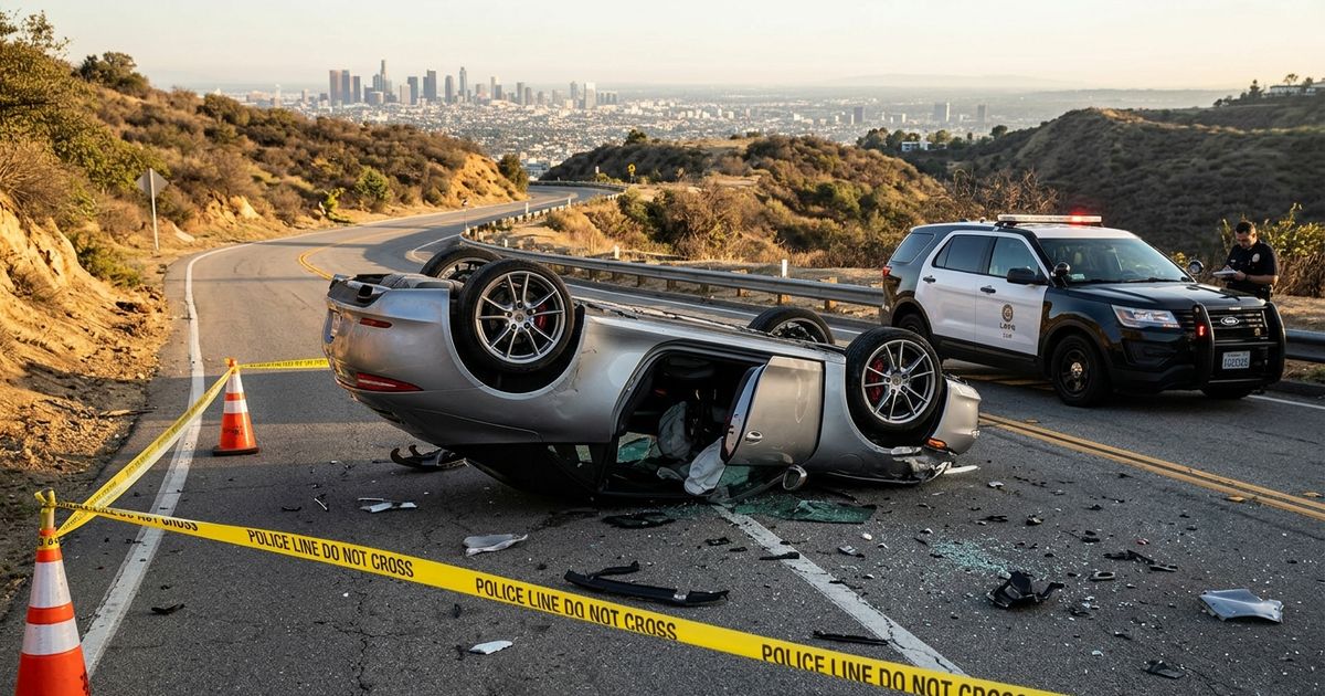Fatal high-speed Porsche crash on Mulholland Highway in Calabasas