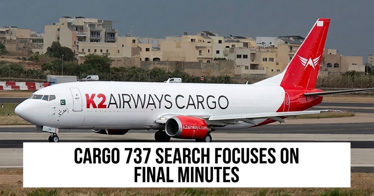 K2 Airways Boeing 737 search represented by maritime rescue teams reviewing a flight map over the Arabian Sea.
