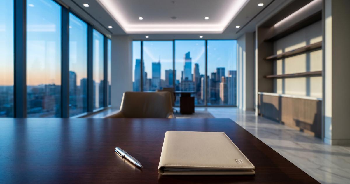 A minimalist corporate setting representing executive agreements, contract restructuring, and corporate severance frameworks.