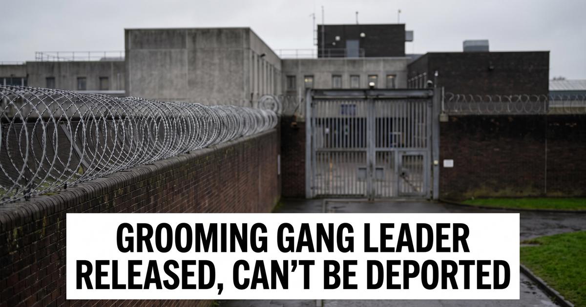 Prison perimeter fence under grey daylight, representing the release of Rochdale grooming gang ringleader Shabir Ahmed