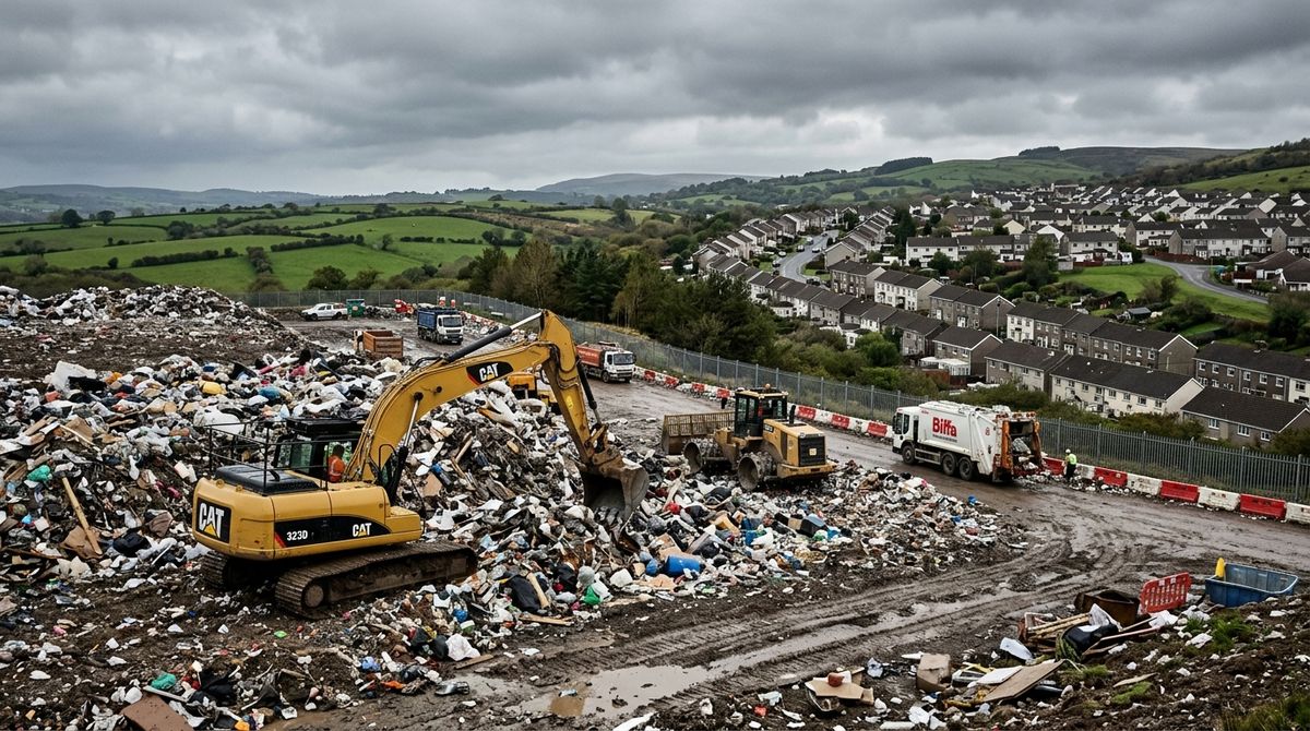 Hafod Landfill in Wrexham, Wales, where more than 140 households have launched legal action over nuisance odours.