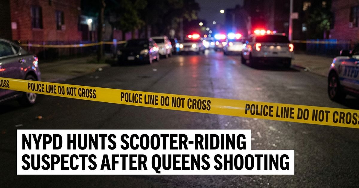 A man was shot in the head near the Van Wyck Expressway in Queens early Sunday, with two suspects fleeing the scene on a scooter.