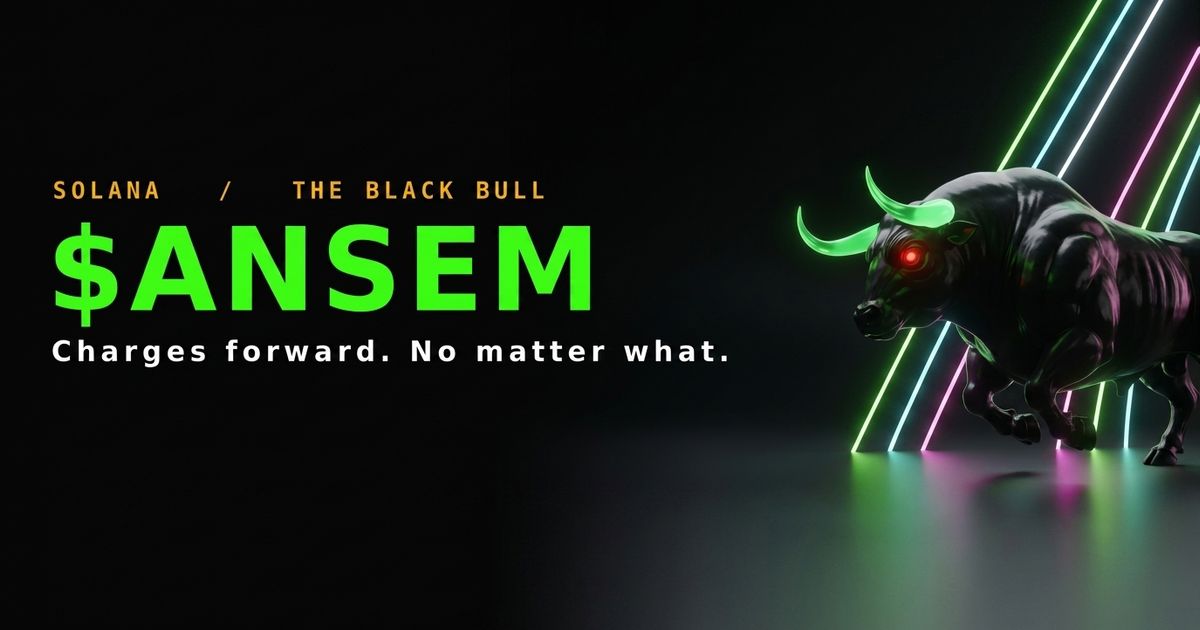 A crypto trading desk representing $ANSEM, The Black Bull Solana meme coin.