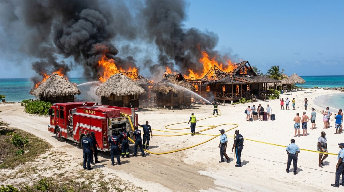 A massive fire destroys the Viva Wyndham Dominicus Beach resort in Bayahibe, Dominican Republic, killing an Italian tourist and forcing the evacuation of nearly 1,700 guests.