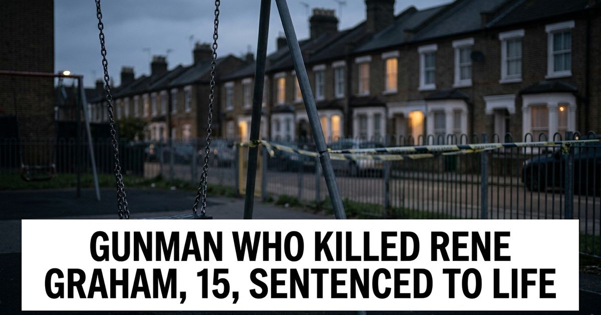 London children's play area with police tape representing the Rene Graham murder sentencing