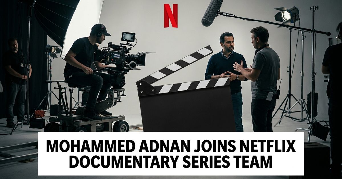 Netflix Mohammed Adnan documentary series hire represented by a streaming documentary pitch meeting in a modern office.