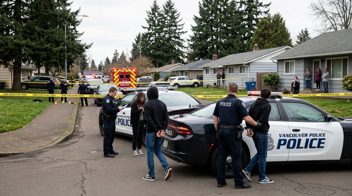 Vancouver Police Department at the scene of a shooting on General Anderson Avenue where a 14-year-old was wounded early Sunday morning.