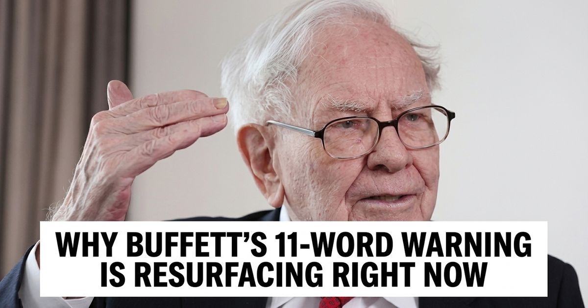 Quiet trading floor with ticker displays representing Warren Buffett's stock market warning