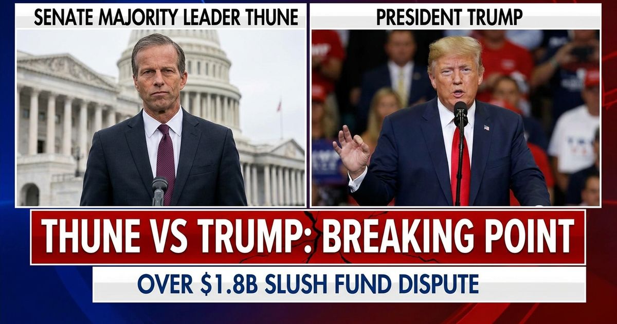 US Senate chamber representing Thune vs Trump Republican clash over anti-weaponization fund 2026