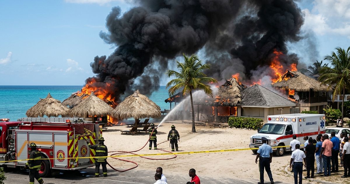 A massive fire destroys the Viva Wyndham Dominicus Beach resort in Bayahibe, Dominican Republic, killing an Italian tourist and forcing the evacuation of nearly 1,700 guests.