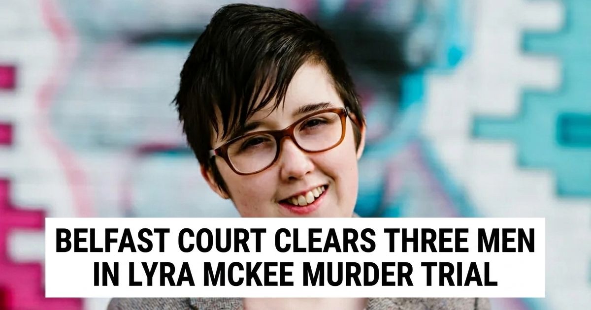 Belfast court scene after three men were found not guilty of the murder of journalist Lyra McKee.