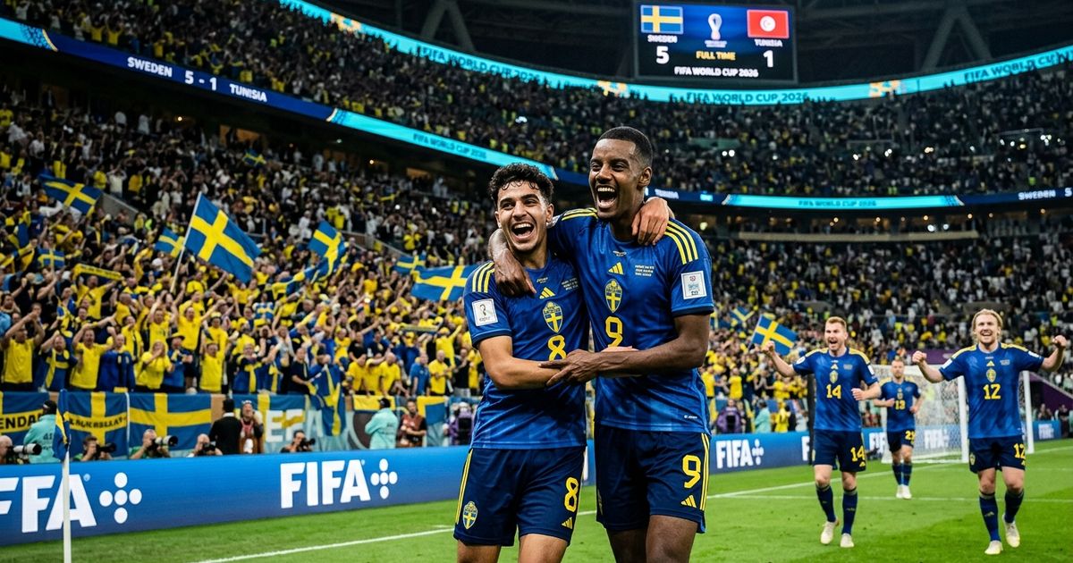 Sweden defeated Tunisia 5-1 after a dominant attacking display led by Yasin Ayari and Alexander Isak.