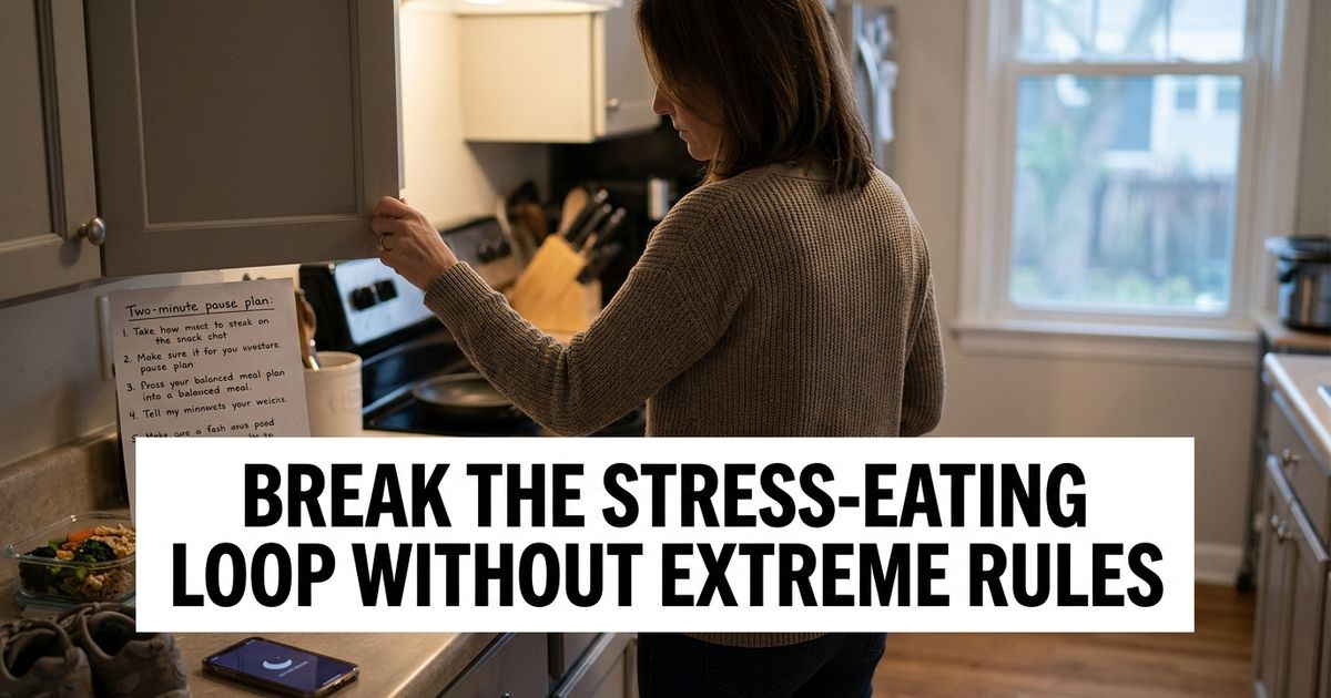 How to stop stress eating using a pause plan, regular meals, a changed food environment and non-food coping tools.