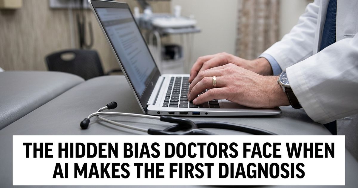 Doctor's hands on a laptop beside a stethoscope representing AI's growing role in medicine