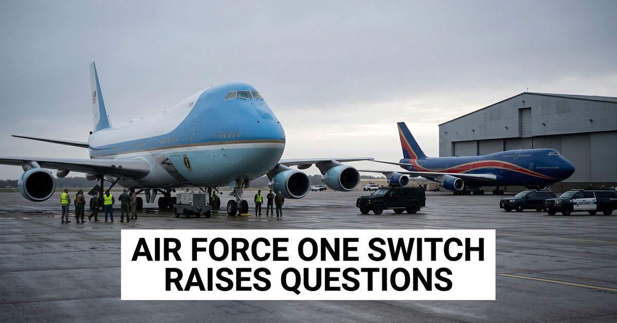 Two presidential-style aircraft at a military base during an Air Force One security story.