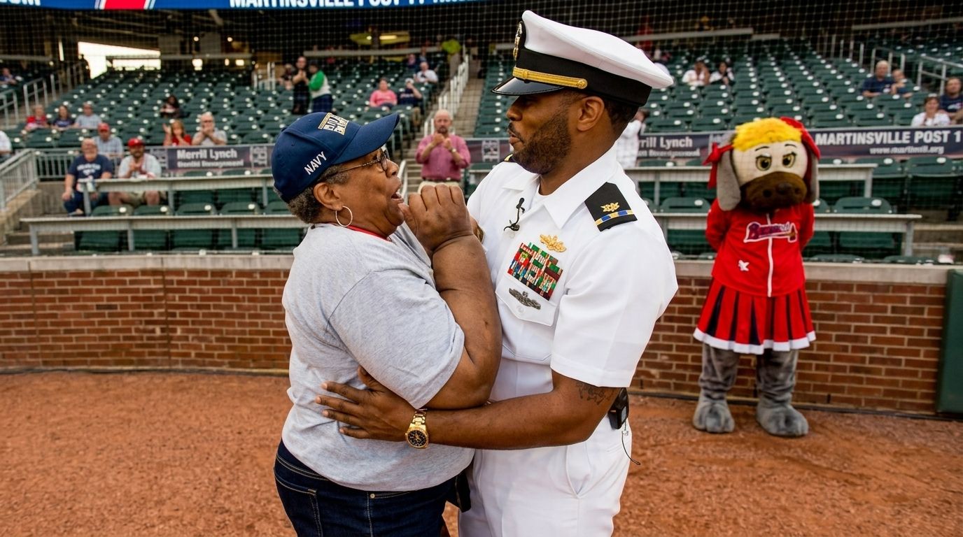 Navy Mom Surprises Son at Home Plate After Deployment