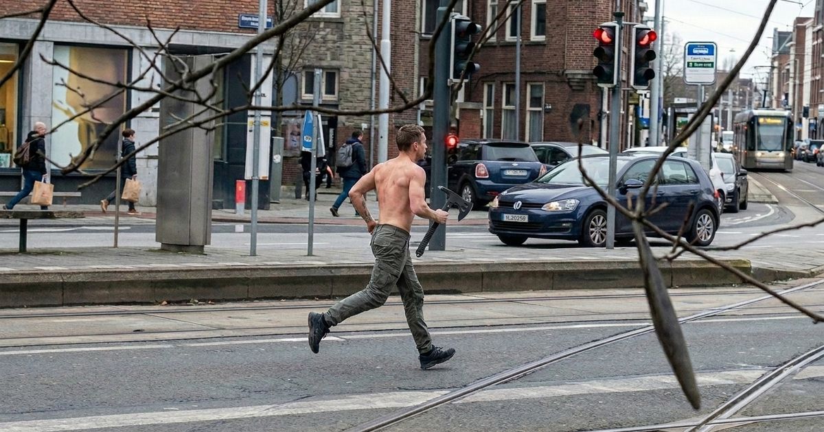 Police arrested a 36-year-old man after a bare-chested individual carrying a weapon caused a series of disorder incidents across Edinburgh on Friday evening.