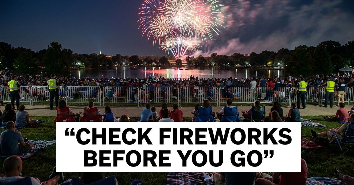4th of July fireworks near me search shown through a public fireworks display with spectators at a safe distance.