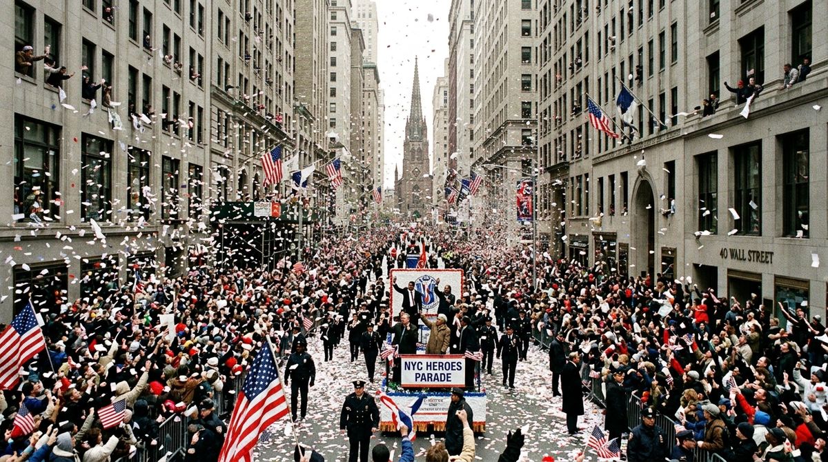 New York City celebrates the Knicks' first NBA championship in 53 years with a ticker-tape parade through the Canyon of Heroes on Broadway on June 18 2026.