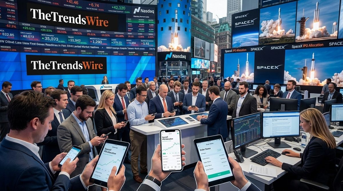 Retail investors check SpaceX IPO share allocations through major US brokerage platforms.