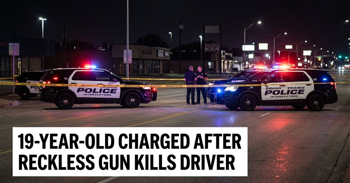 Grand Prairie police charged Alexander Chavez, 19, with manslaughter after a gun he was recklessly handling in the back seat of a car fired and struck the driver on MacArthur Boulevard in the early hours of June 27, 2026.