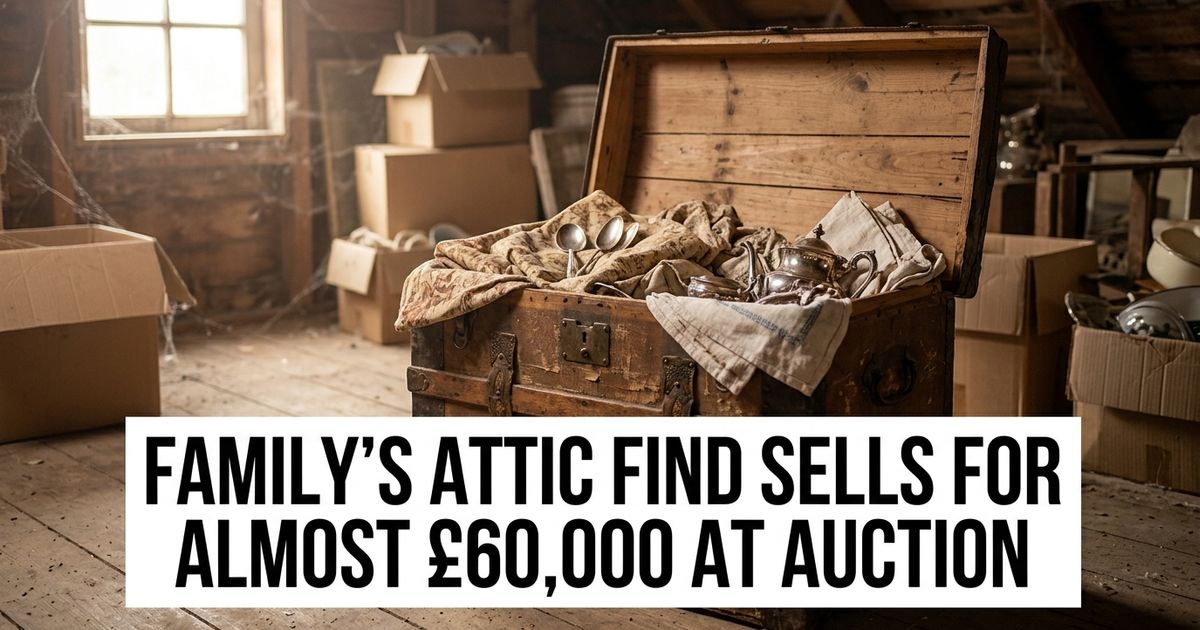 Antique wooden chest with silver items representing the Edinburgh attic collection auction
