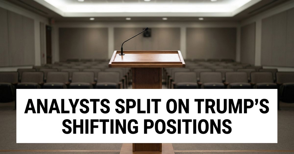 Empty briefing room podium, representing analysis of Trump's negotiating and communication style