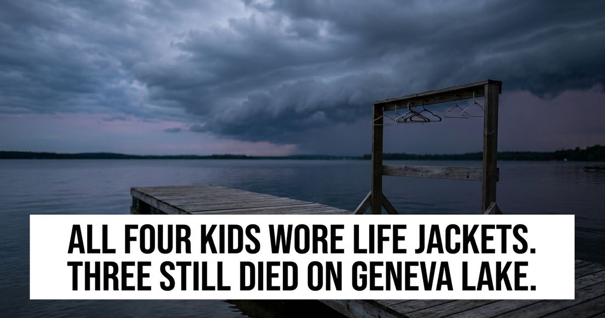 Lake shoreline with storm clouds representing the Geneva Lake boating tragedy