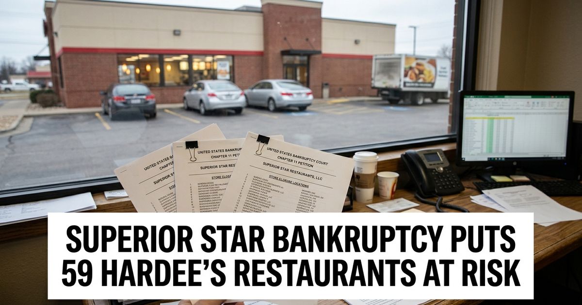 Hardee’s franchisee Superior Star bankruptcy represented by an operating restaurant and Chapter 11 filing documents.