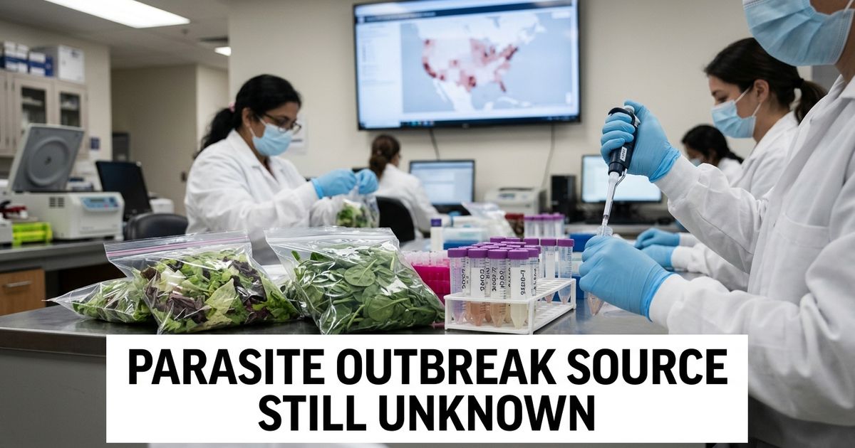 Produce samples being tested in a public-health lab during a Cyclospora outbreak.