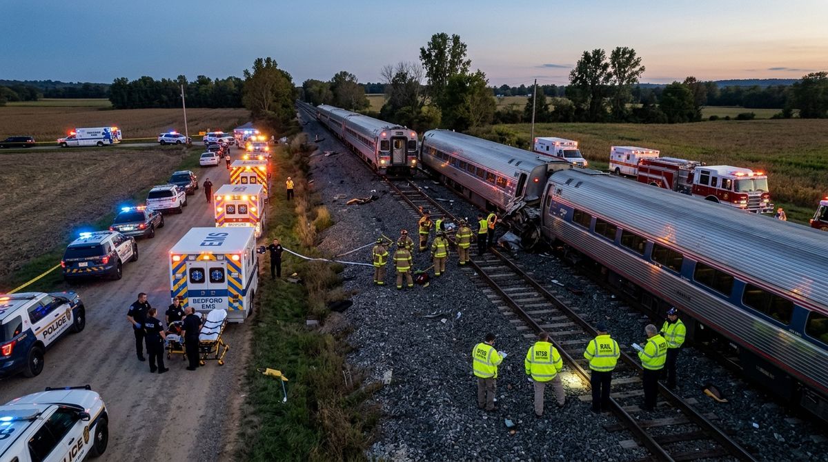 Bedford train crash emergency response near Elstow after East Midlands Railway collision