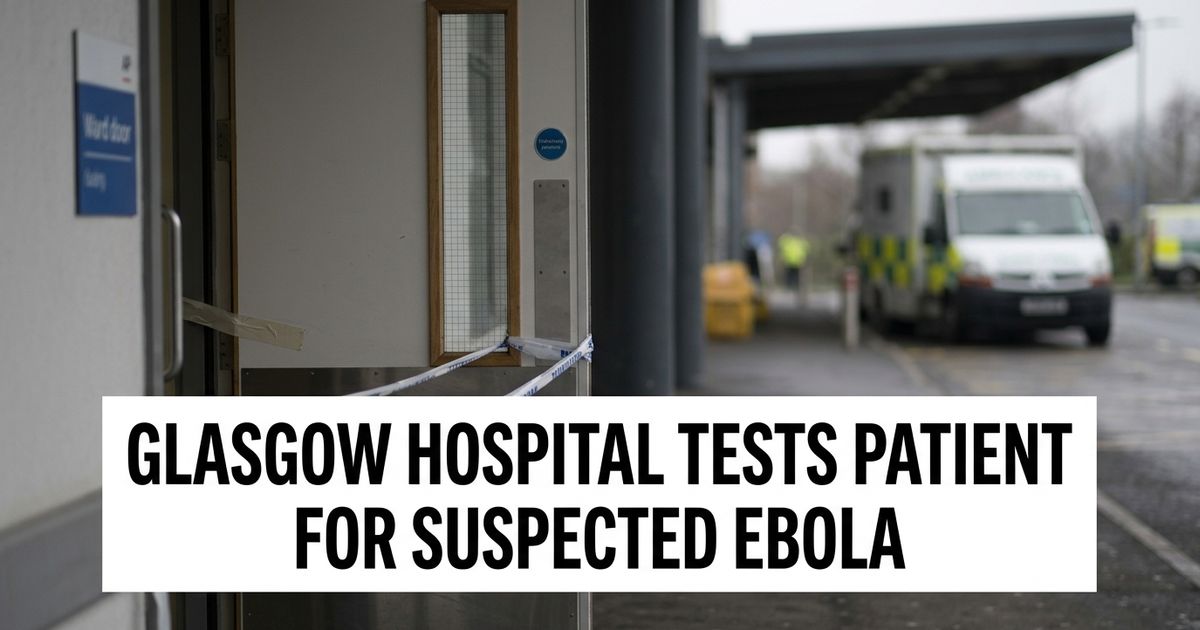 Hospital entrance with a partially cordoned ward, representing the suspected Ebola case being tested at a Glasgow hospital