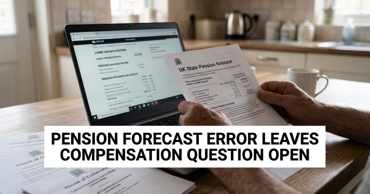 State pension forecast compensation issue shown through conflicting pension estimates and UK parliamentary committee documents.