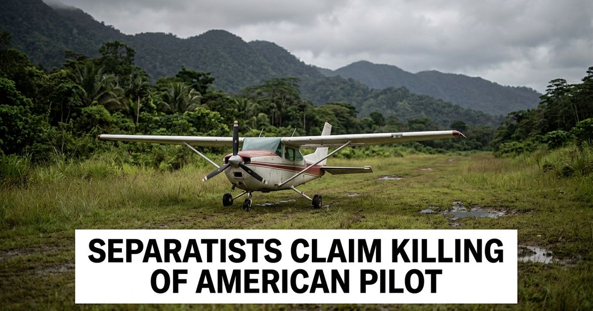Small aircraft on a remote jungle airstrip, representing the Papua separatist claim of killing an American pilot