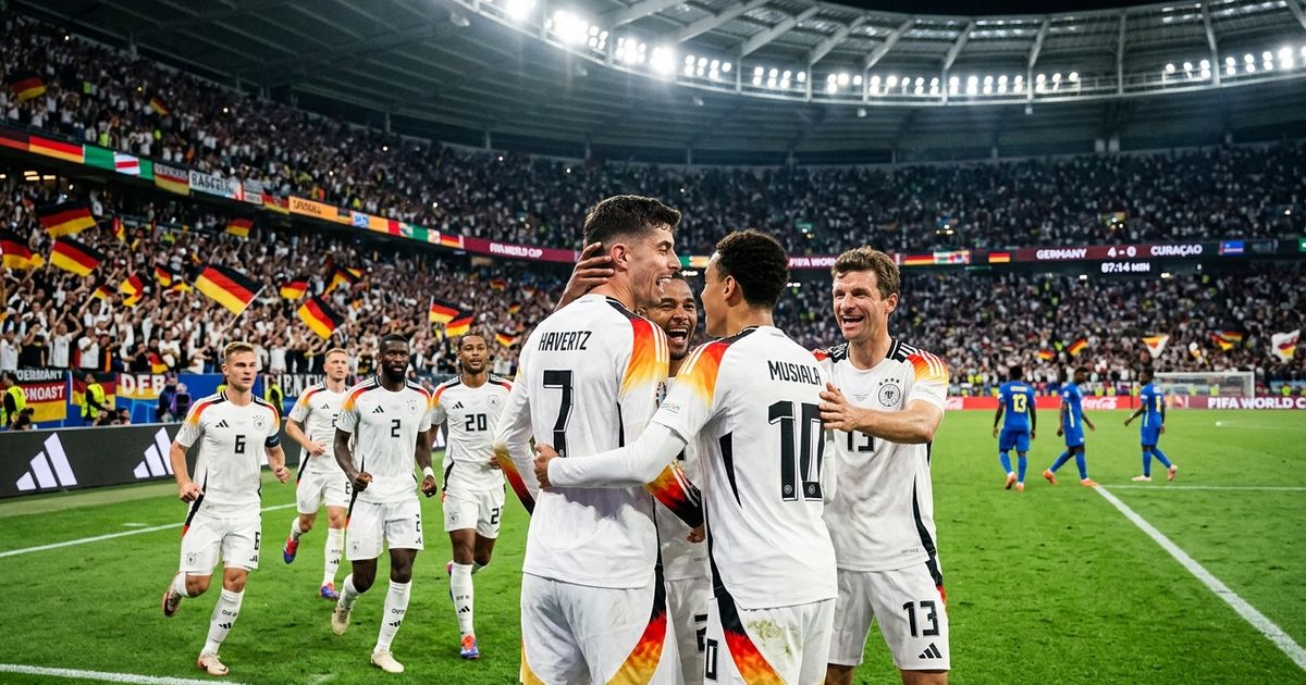 Germany vs Curaçao 7-1 World Cup 2026 match at NRG Stadium in Houston.