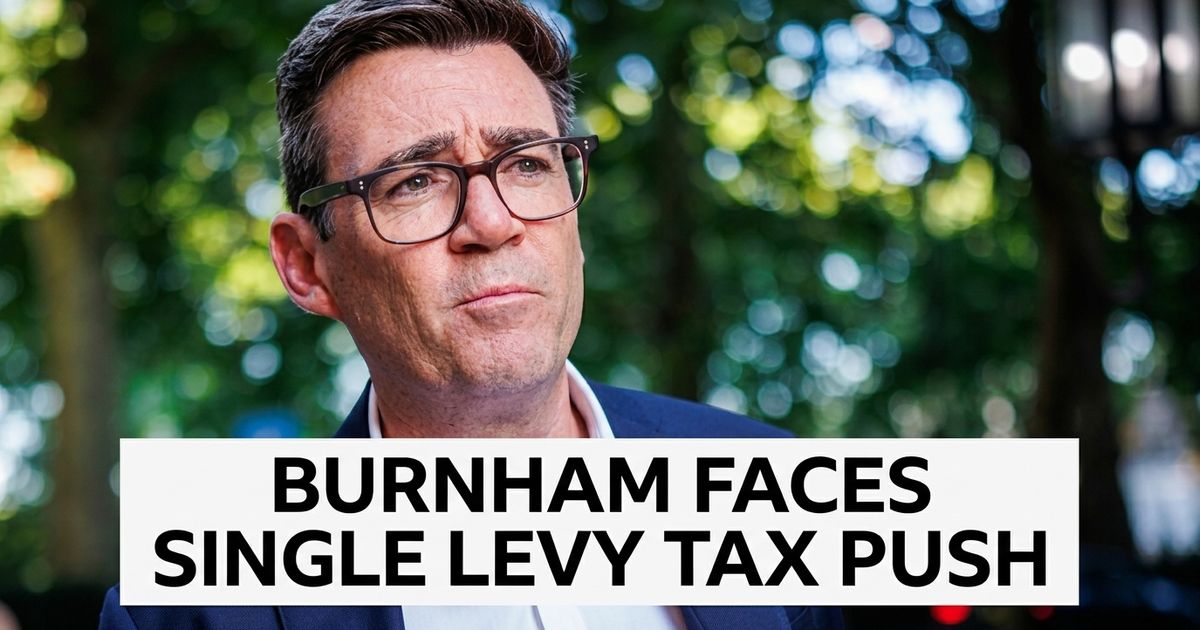 UK tax reform documents and calculator on a desk as economists push Andy Burnham toward a single levy.