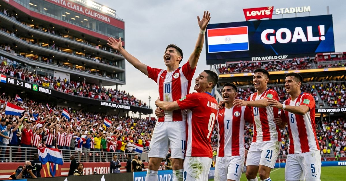 Paraguay celebrates Matías Galarza's 2nd-minute goal in a 1-0 World Cup win over Türkiye at Levi's Stadium, despite playing a man down for the entire second half.