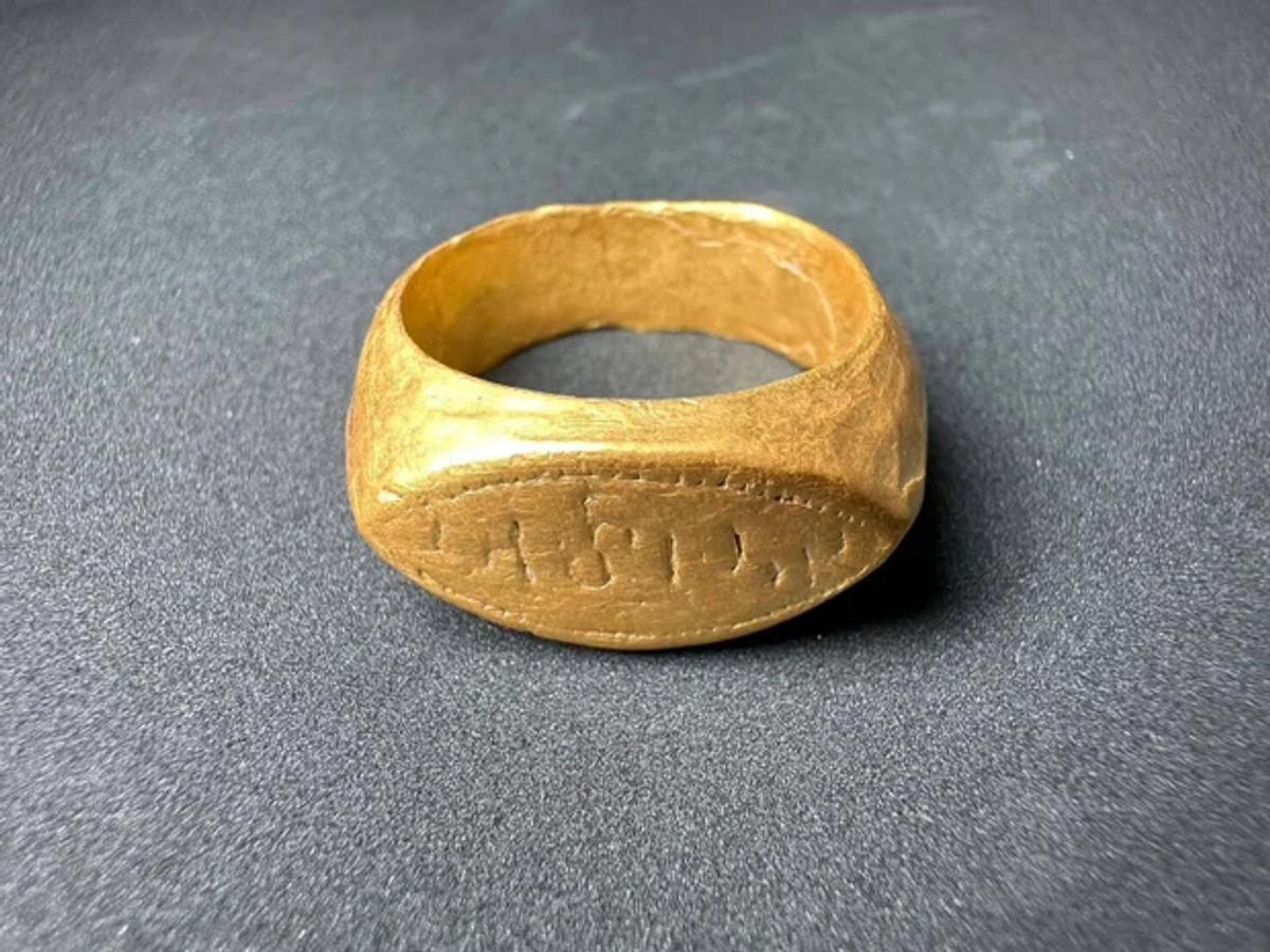 This photo released by The Fine Arts Department, shows a gold ring at the Don Yai Thong archeological site in Phetchaburi province, Thailand, Thursday, July 2, 2026.