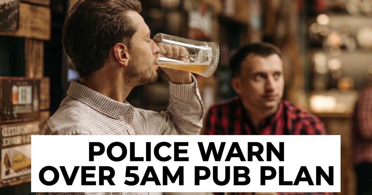 Police near an English pub late at night after the 5am England Mexico pub hours decision drew criticism.
