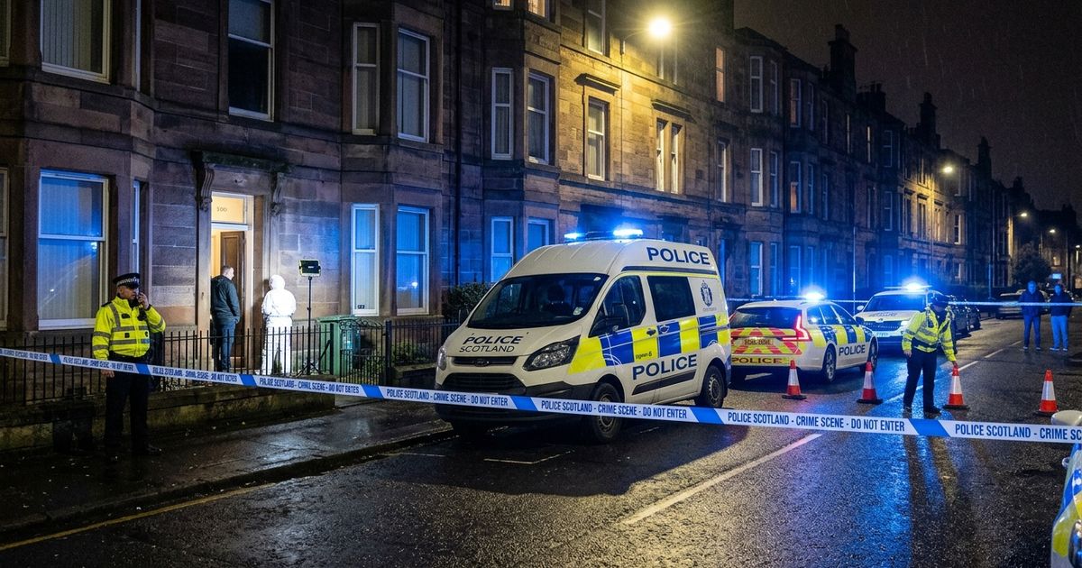 Police Scotland at the scene of a gang-linked attack on Balderston Gardens North in Edinburgh — six people have been charged after Operation Portaledge arrests.